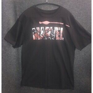 Marvel T-shirt Logo‎ Spell Out Graphic Spiderman Large Black Short Sleeve *flaw